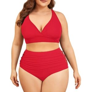 Womens Plus Size Bikini Two Piece Swimsuits Tummy Control Bathing Suits